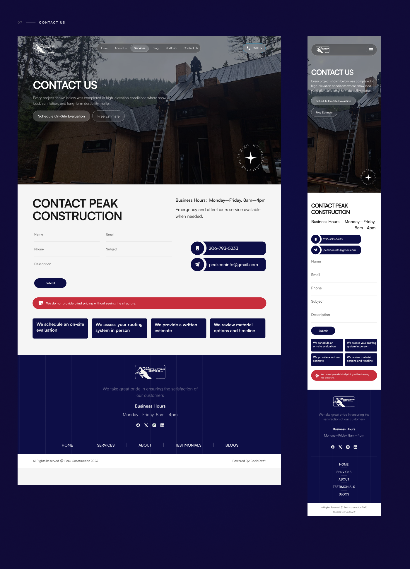 Peak Construction design screen 7